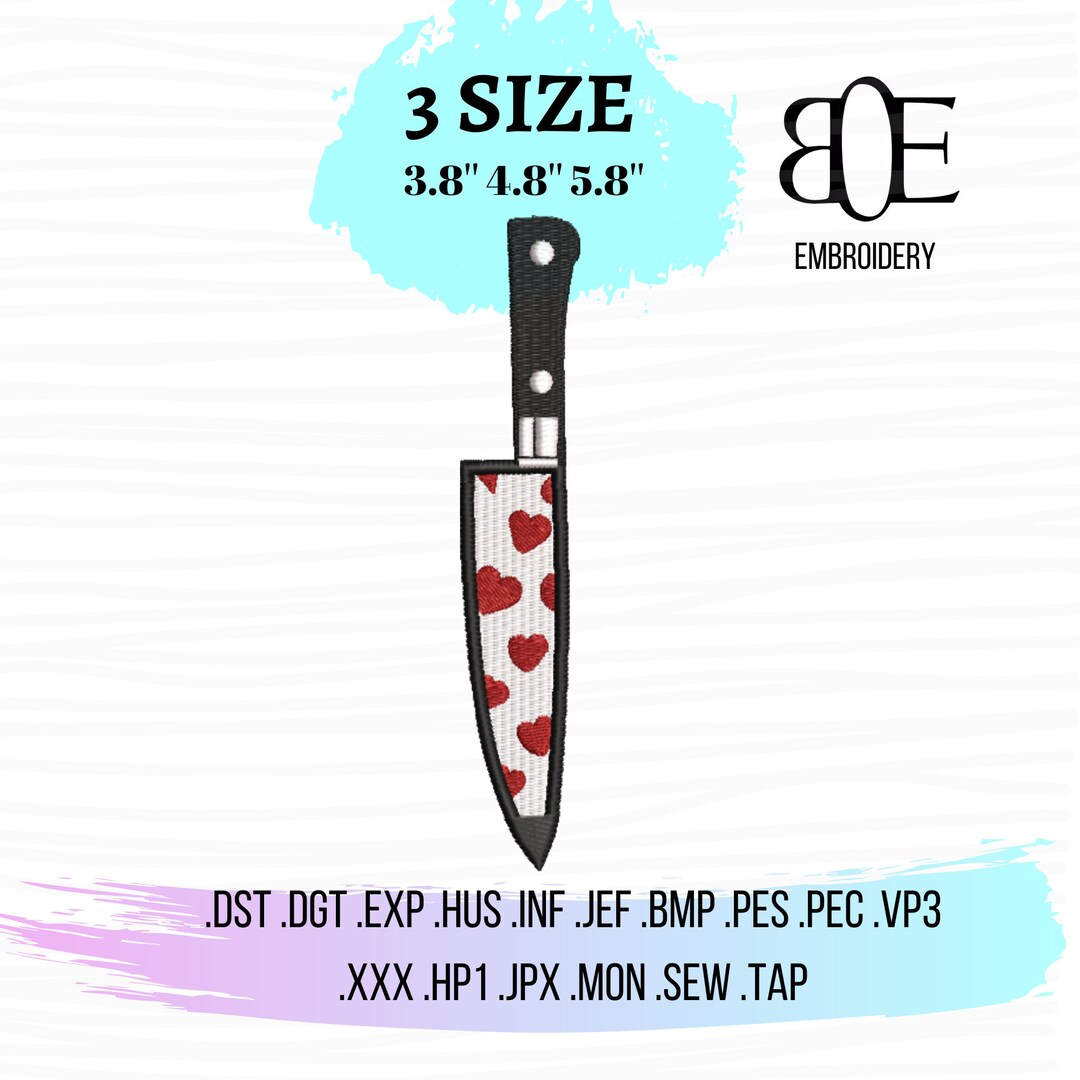 Knife Embroidery Designs Heart Embroidery Design Scream Etsy
