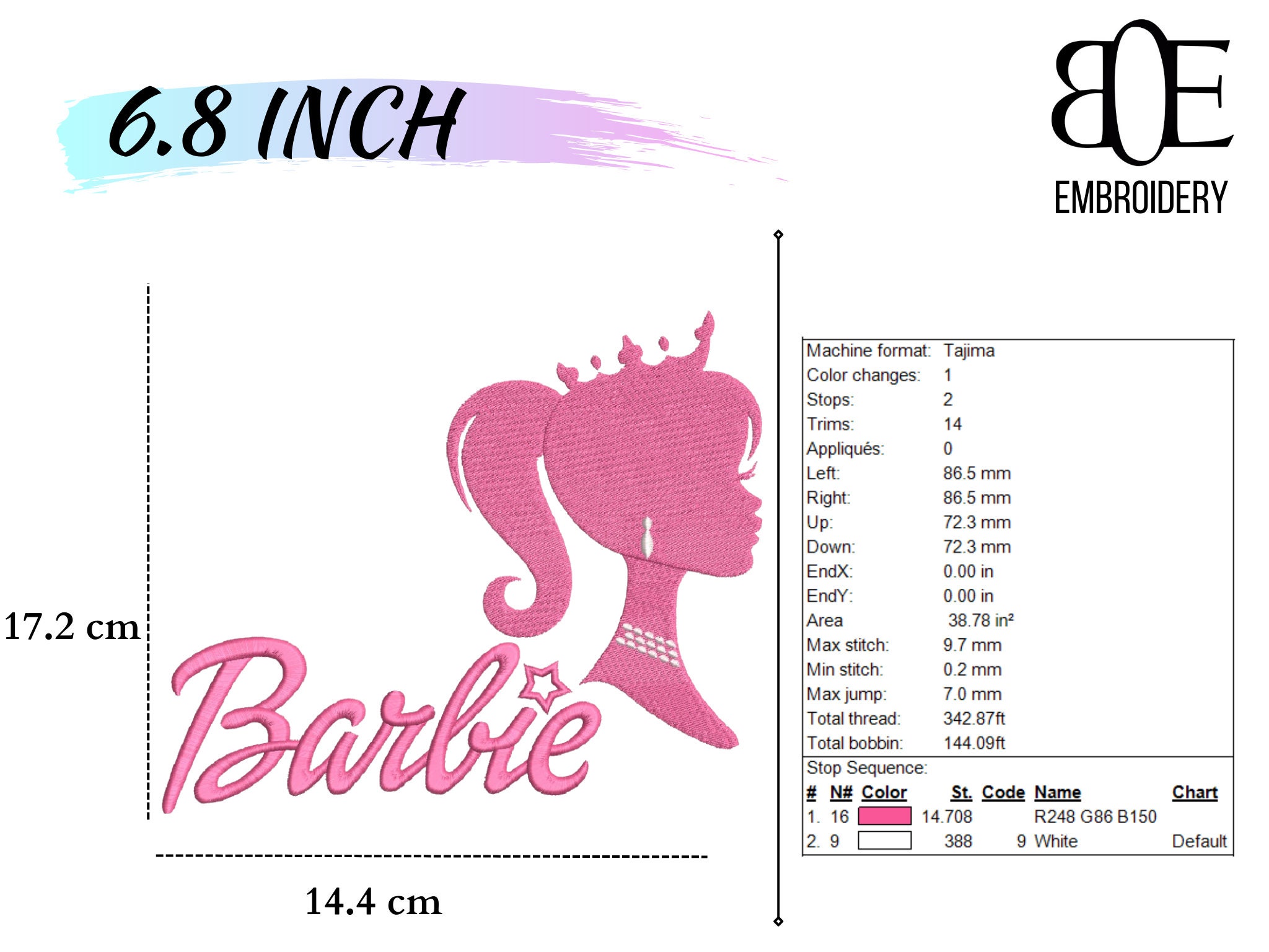 Barbie Embroidery Design Princess Embroidery Design Barbi-e - Etsy