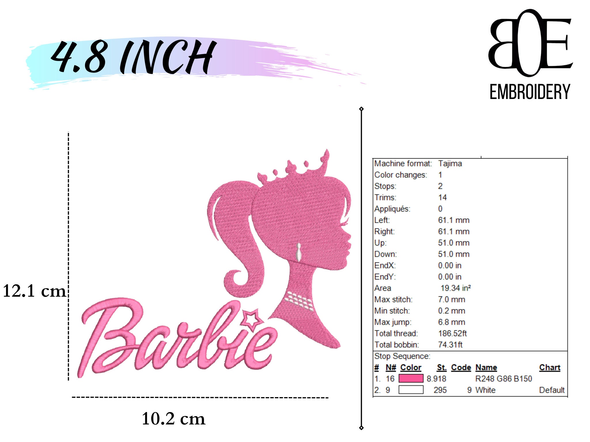 Barbie Embroidery Design Princess Embroidery Design Barbi-e - Etsy