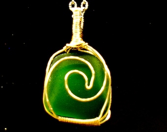 Moana Genuine Authentic Sea glass Wave Pendant Necklace with Charms