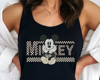 Retro Mickey Mouse Tank Top, Vintage Disneyland Tank, Mickey Mouse Racerback Tank Top, Retro Disney Trip 2024, Vintage Disney Tanktop