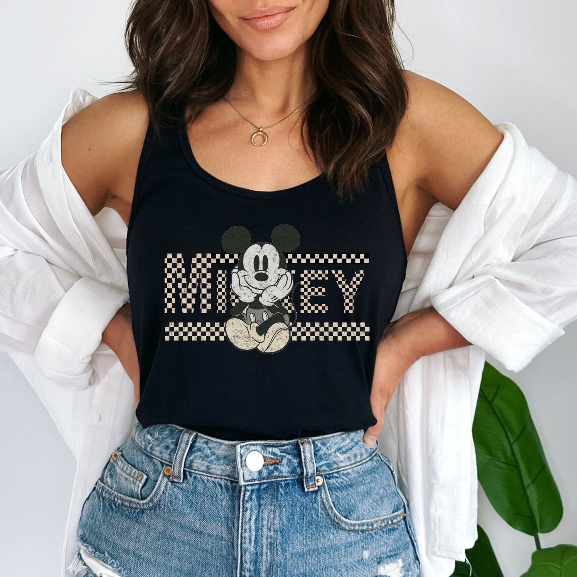 Disney Classic Mickey Minnie Wink Women's Racerback Tank Top, Black  Heather, Medium at  Women's Clothing store