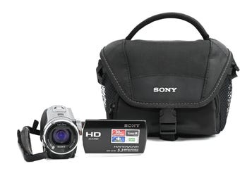 Videocámara vintage Sony Handycam DCR-CX190 con tarjeta SD.