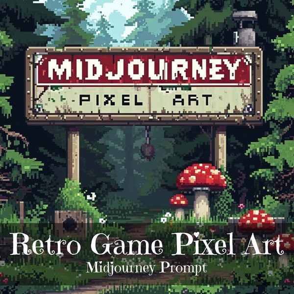 Retro Game Pixel Art Midjourney Prompt, 8-Bit Pixel Art, Pixel Art Poster und Sprite Sheets, Plattformer Game Art