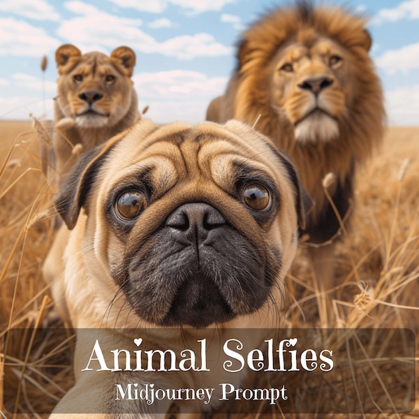 Animals Selfies Midjourney Prompt, Funny AI Art, Animals in Nature Using Tech, Epic Animal Encounters, Customizable Midjourney Prompt