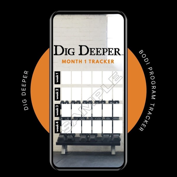 Dig Deeper Tracker | Shaun T Dig Deeper BODi Program | Sweaty Selfie Tracker | BODi Tracker | IG Stories | IG Template
