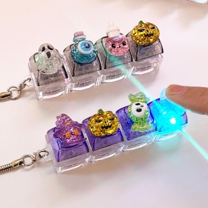 Halloween LED Keyboard Fidget Toy, Spooky Clicker Keychain, Boo Basket Stuffer