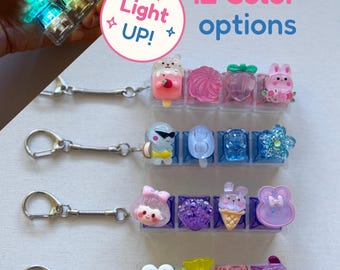 Mechanical Keyboard Fidget Toy with Random Charms | LED RGB Clicky Keychain Stress Reliever