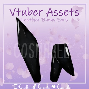 Leather Bunny Ears - Black - Vtuber Asset for Vtube Studio - Streamer asset - Twitch, Youtube, Kick