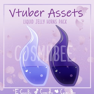 Blue Curly Horns-Rigged Vtuber Asset- Liquid Filled- Vtube Studio