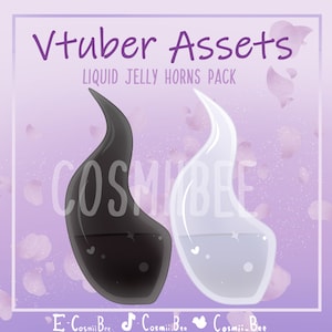Zwart-wit gekrulde hoorns-getuigde Vtuber Asset- Liquid Filled- Vtube Studio /Angel and Devil/