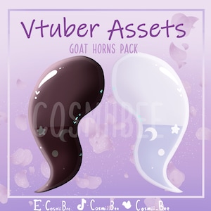 Black and White Goat Jelly Horns -Rigged Vtuber Asset- Liquid Filled- Vtube Studio