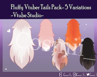 Fluffy Vtuber Tails - Vtuber Asset (Vtube studio) -5 Variations-