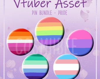 Pride Pins - Pack 1 - Animated Vtuber Asset for Vtube Studio - Streamer Asset