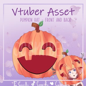 Pumpkin Hat - Vtuber Asset - 2 Pieces - Halloween/Spooky Vtuber Asset - Easy setup