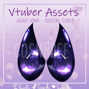 Galaxy Sharp Horns - Shooting Stars - Animated Vtuber Asset (Vtube studio)  - Twitch, Kick, Youtube Asset