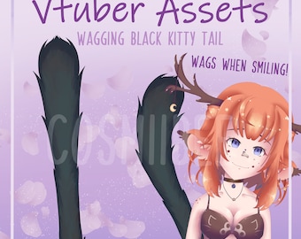 REACTIVE Cat Tail - Black - Animated Vtuber Asset (Vtube studio)