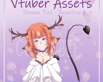 REACTIVE Demon Tail - Black - Heart Devil Tail - Animated Vtuber Asset (Vtube studio)