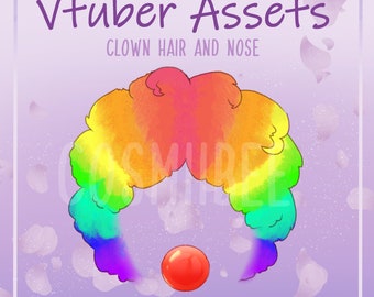Clown Hair and Nose - Vtuber Avatar/Asset - Vtube Studio - Asset for streamers, Twitch, Youtube, Kick