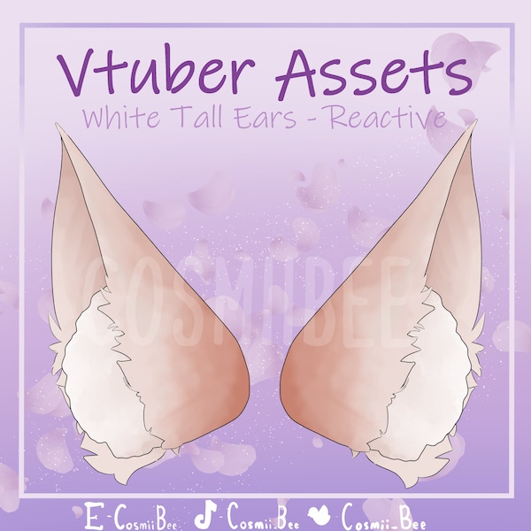 REACTIVE Fox Ears - White/Pink - Animated Vtuber Asset (Vtube studio)