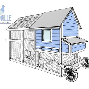 Planos de gallinero portátil: tractor de pollo móvil de bricolaje de 13x5 para hasta 8 pollos