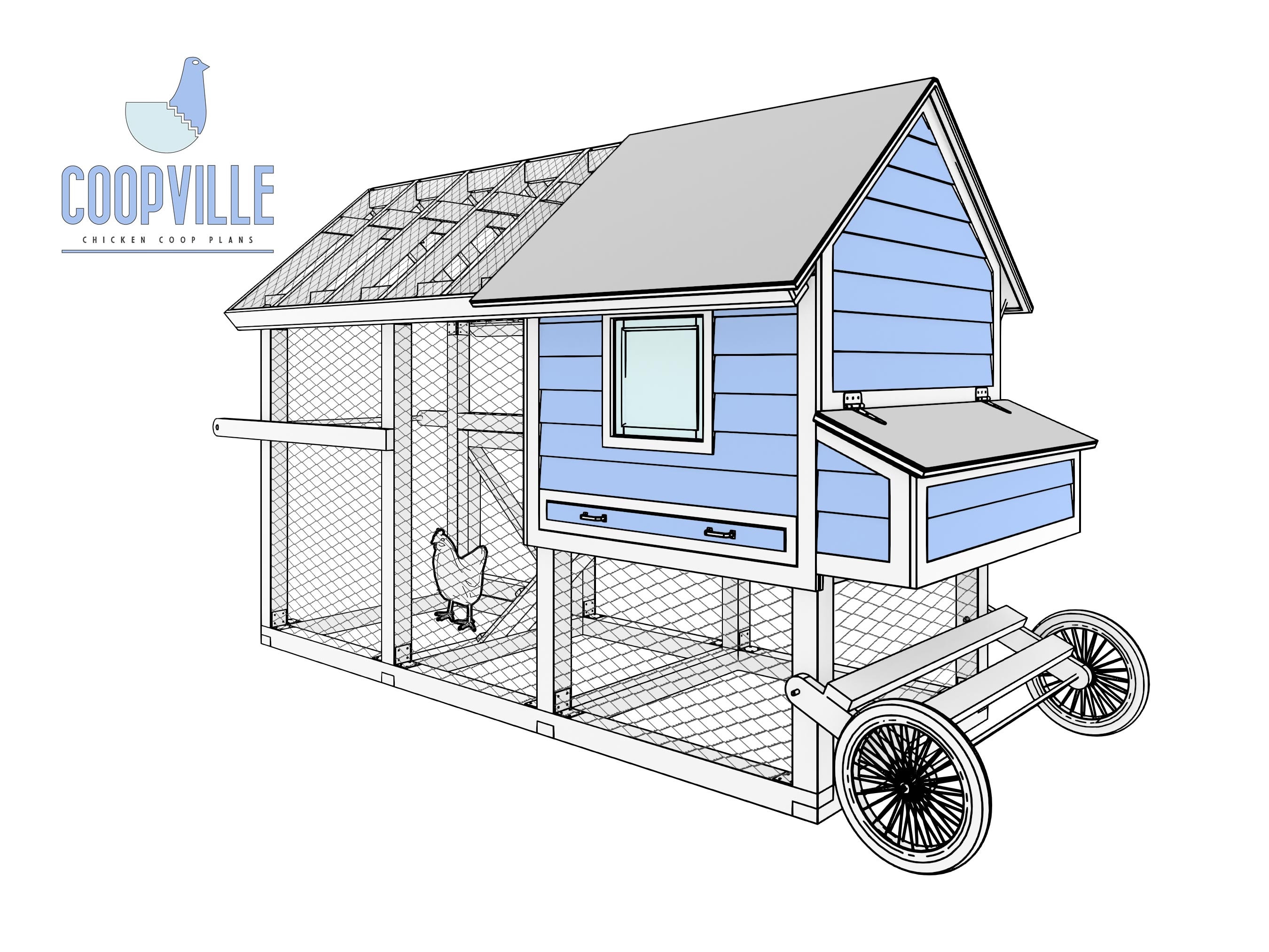Portable Chicken Coop Plans 13x5 DIY Movable Chicken Tractor for up to
