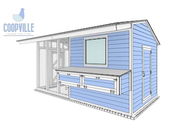 16x8 DIY Chicken Coop Plans with Walk-In Run for Up to 20 Chickens