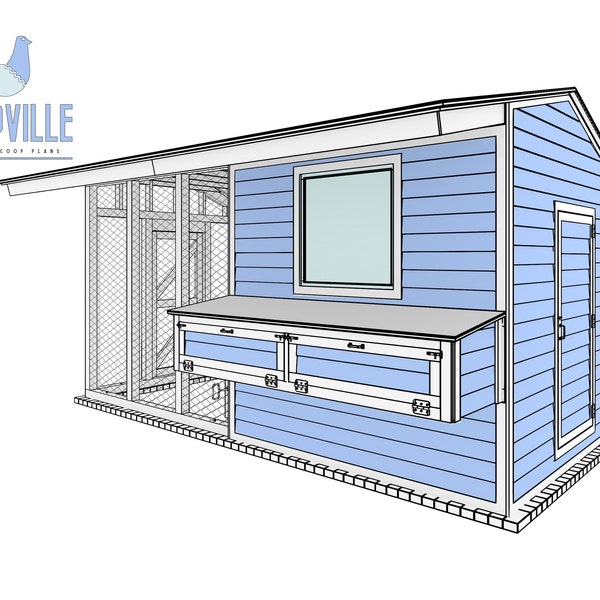 16x8 DIY Chicken Coop Plans with Walk-In Run for Up to 20 Chickens