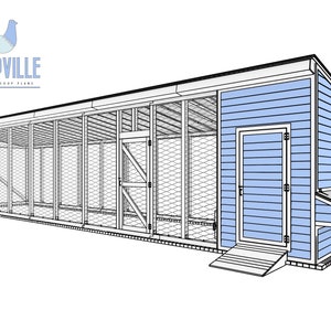 Chicken Coop Plans 42x9 DIY Aviary and Hutch for 20 Chickens