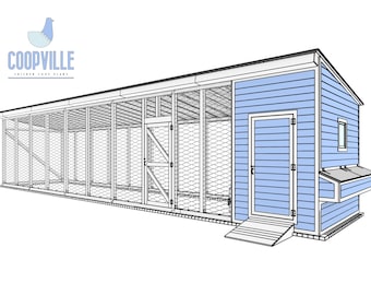 Chicken Coop Plans 42x9 DIY Aviary and Hutch for 20 Chickens