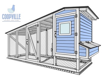 Modern 6x17 Walk-In Chicken Coop and Run Plans for 12 Chickens