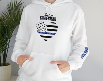 Police Girlfriend Hooded Sweatshirt, police sweatshirt, back the blue shirt, police shirt, police mom, police wife, police gifts