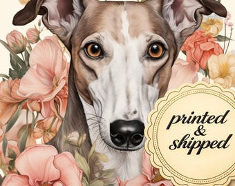 Botanical Greyhound Art Print - Floral Greyhound Art Print