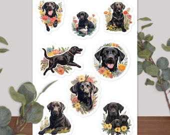 BLACK LABS Sticker sheet - Set of 8 black lab acrylic images