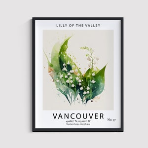 Lily of the Valley May Birth Flower Art Print Decor Wall Art Print Limited Edition Mother&#39;s Day Gift | Vancouver Travel Poster | Boho Chic