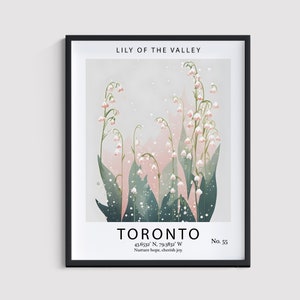 Lily of the Valley May Birth Month Flower Art Print Decor Wall Art Print for Bedroom or Living Room | Toronto Travel Poster | Gift for Her