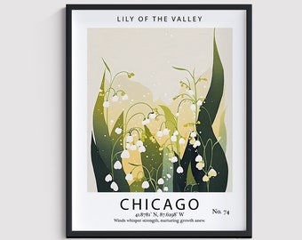 Lily of the Valley Botanical Art Print Decor Wall Art Print Limited Edition Giclee | Chicago Travel Poster | Mother's Day Gift for Mom