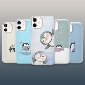 Penguin Phone Case Winter Animal Cover for iPhone 16, 15Plus, 14, 13, 12, Samsung S24Ultra, S23FE, S22, A15, Pixel 9Pro XL, 8Pro, 7A, 6A