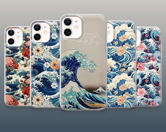 Japanische Welle Handyhülle Kanagawa Wave Cover für iPhone 15, 14, 13, 12, 11, Xr, Samsung S23, S22, A54, A14, A25 Pixel 8Pro, 8A, 7A, 7Pro, 6A