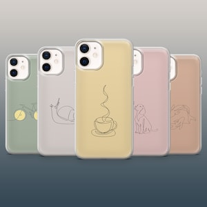 One Line Art Phone Case Minimalistic Cover for iPhone 16, 15Plus, 14, 13, 12, Samsung S24Ultra, S23FE, S22, A15, Pixel 9Pro XL, 8Pro, 7A, 6A