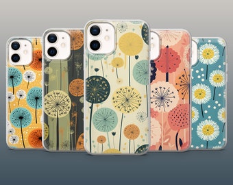 Dandelion Phone Case Wildflower Cover for iPhone 15, 14, 13, 12, 11, Samsung S24Ultra, S23FE, S22, A15, A54, Pixel 8A, 8Pro, 7A, 7Pro, 6A