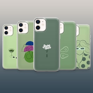 Custodia minimalista verde salvia per iPhone 15, 14, 13, 12, 11, Xr, Samsung S23Ultra, S22, A54, A14, A25 Pixel 8Pro, 8A, 7A, 7Pro, 6A