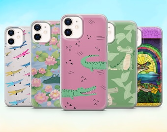 Crocodile Phone Case Alligator Back Cover for iPhone 15, 14, 13, 12, 11, Xr Samsung S24Ultra, S23, S22, S21FE, A54, Pixel 8Pro, 7A, 7Pro, 6A