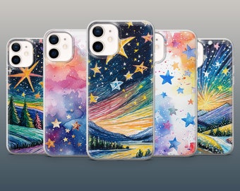 Sterrenlandschap Telefoonhoesje Twinkle Star Cover voor iPhone 15, 14, 13, 12, 11, Xr, Samsung S23, S22, S21FE, A54, A14, Pixel 8Pro, 7A, 7Pro
