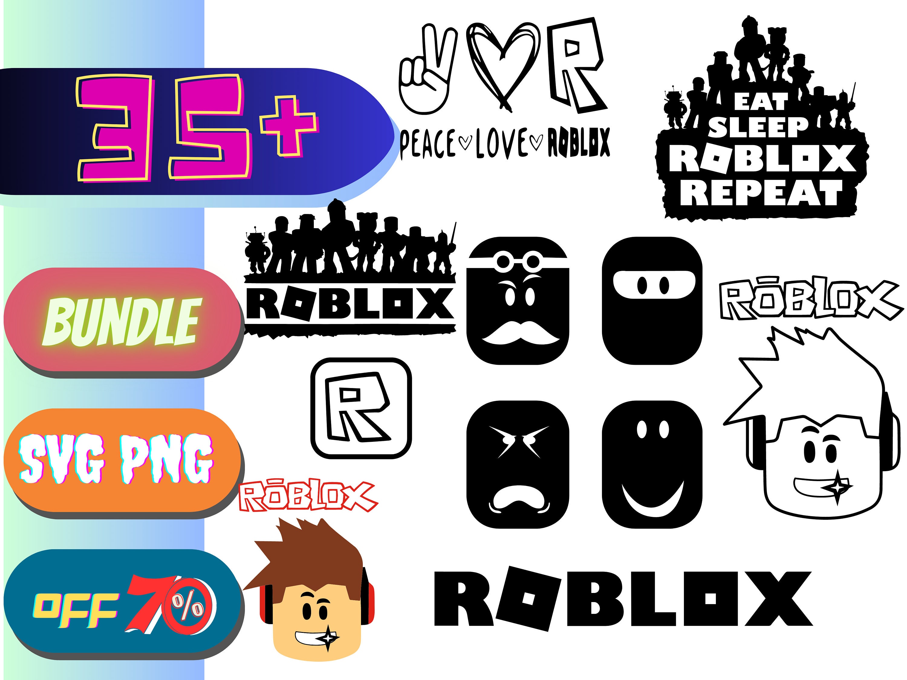 Roblox Bundle Svg, Roblox Face Svg, Roblox Character Svg, Ro