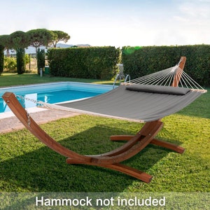 14 ft Majestic Larch Solid Wood Arc Hammock Stand: Heavy-Duty with Chains & Carabiners - Supports 475 lbs