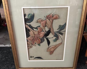 Vintage 3D art Asian inspired framed picture