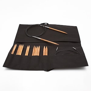 PPY natural interchangeable circular knitting needle set, birch wood, 8 pairs of single pointed knitting needles