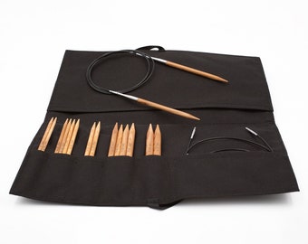 PPY natural interchangeable circular knitting needle set, birch wood, 8 pairs of single pointed knitting needles