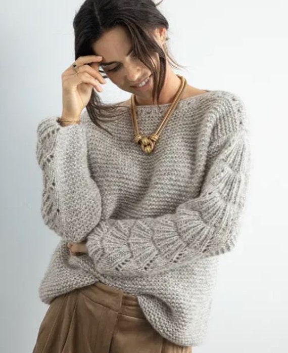 トップス louren volume hand knit outer DROP NEEDLE KNIT SWEATER - Ecru | ZARA United States